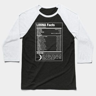 LOONA Kpop Nutritional Facts 2 Baseball T-Shirt